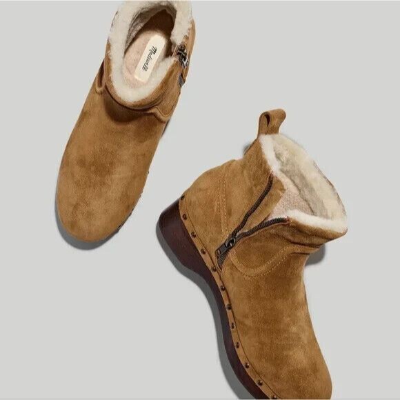 Madewell Women 5.5 Marceline Clog‎ Boots Shearling Brown Suede Leather NEW! $258 - Picture 4 of 11